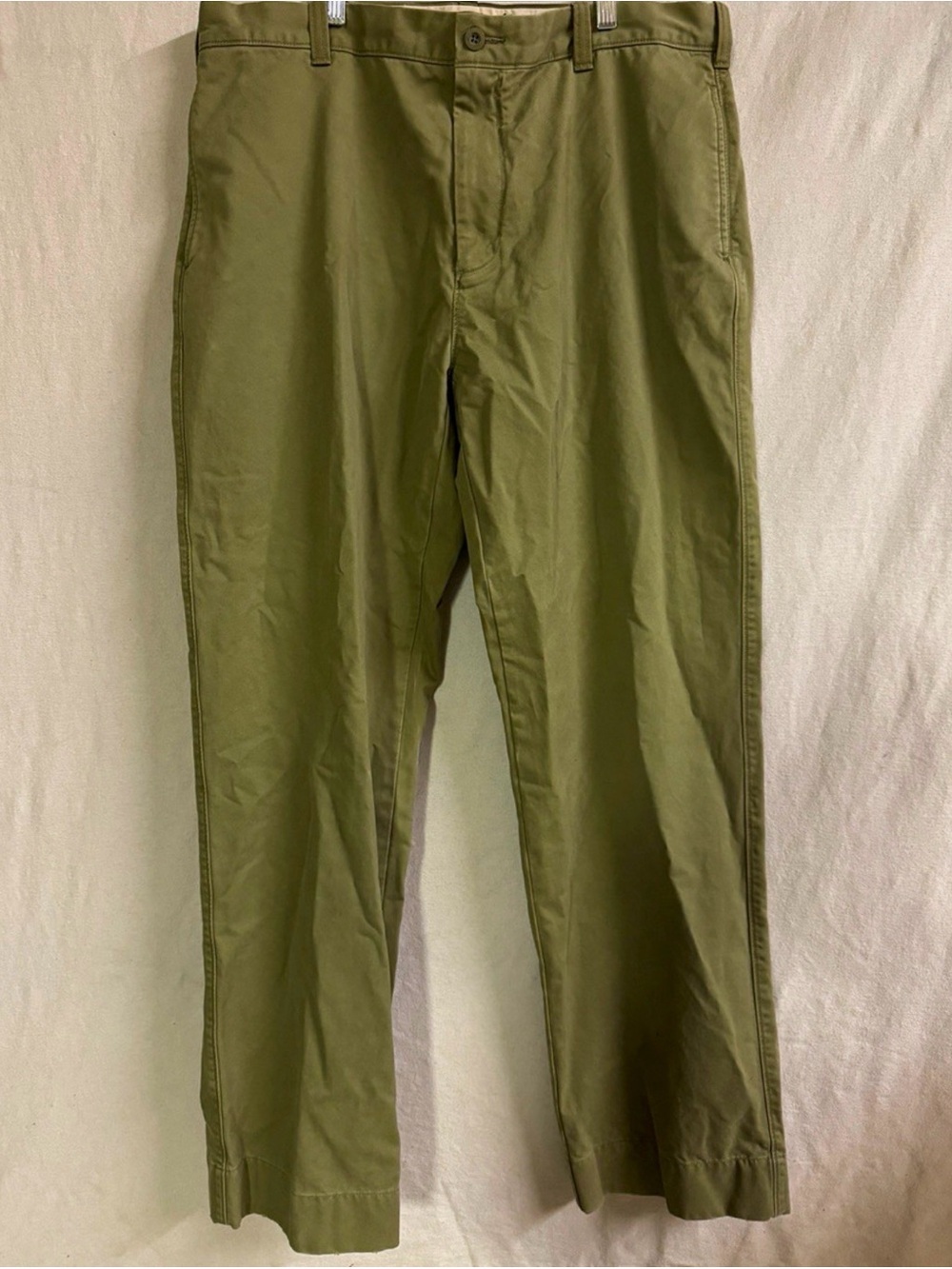 J.Crew Broken-In Chino Pants Men’s Tagged 38x34 Olive Green Straight 100% Cotton